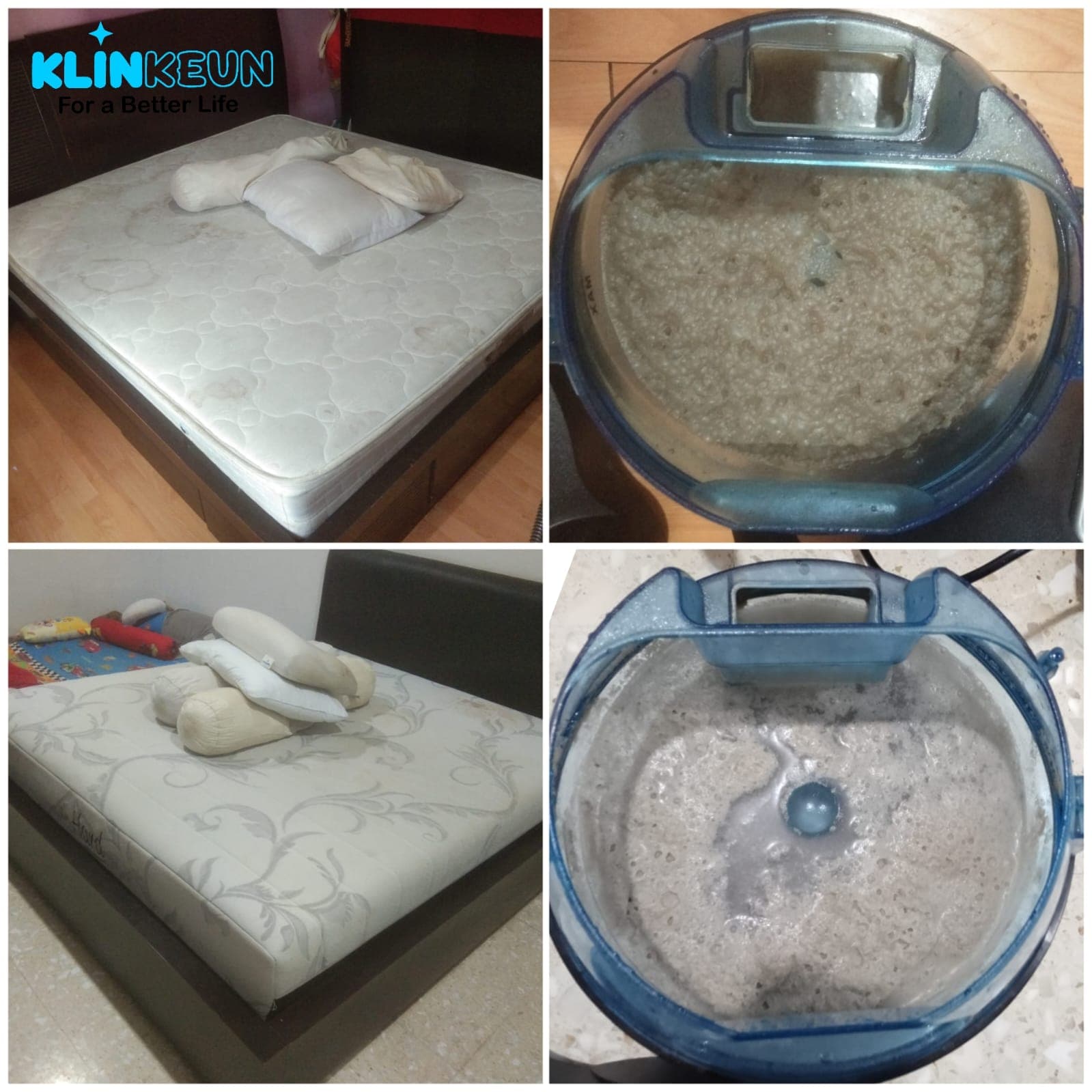 Before dan after hydro vacuum kasur oleh Klinkeun
