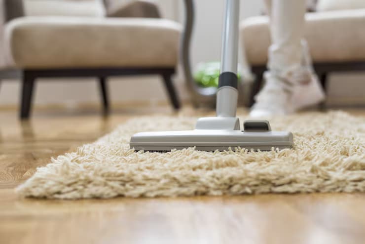 Proses vacuum karpet berbulu tebal
